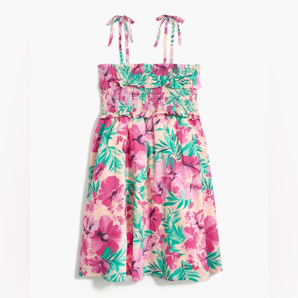 Crewcuts Pink and Green Tropical Flower Kids Sun Dress